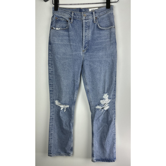 *Altered* Agolde Riley High Rise Straight Crop Distressed Denim Jeans 26" Waist - Picture 2 of 11
